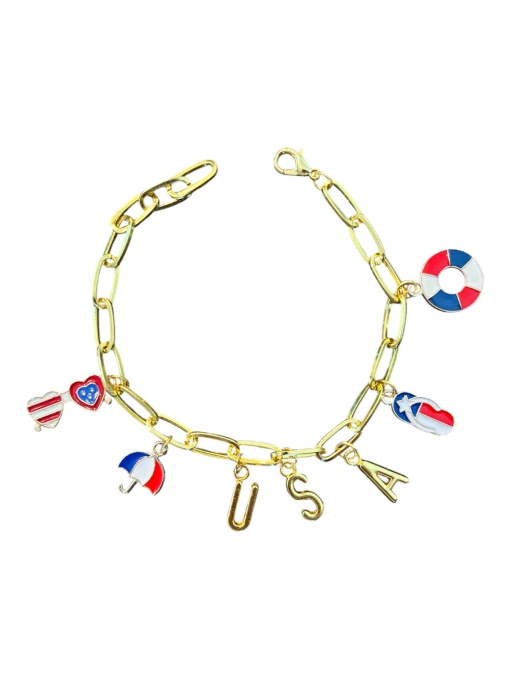Patriotic Charm Bracelet July 4th Summer USA